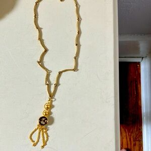 Smokey Quartz and Indian Gold necklace